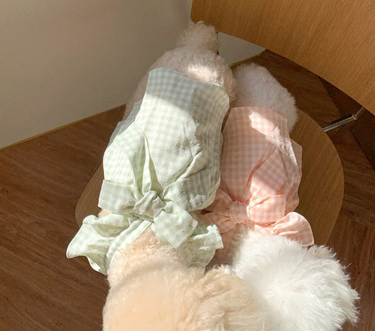 HKM-244435 Summer Dress for Cats and Dogs in Green, Purple, and Pink - Multiple Sizes Available