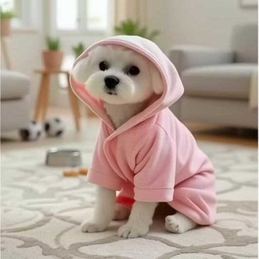 HKM-244499 Wearable Pet Bath Towel Bathrobe in Soft Thick Coral Fleece - Multiple Colors Available