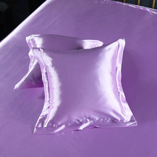 HKM-246035 Silk-like Luxury Square Cushion Cover in White, Metallic Silver, Princess Pink, and Navy - 40x40cm