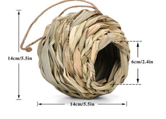 HKM-251667 Outdoor Grass Bird Nest - Spherical Round Mouth Design, Small Size 12cm & 14cm