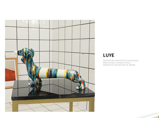 HKM-252819 Dachshund Dog Resin Craft Ornament – Modern Animal Decor, 43x11x22.5 cm