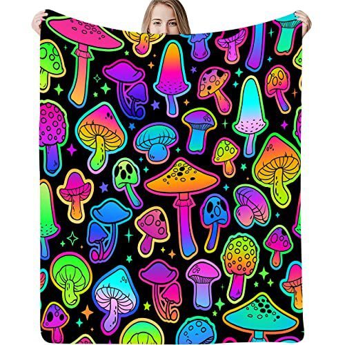 HKM-255187 Cartoon Flannel Mushroom Blanket - All-Season Comfort in Multiple Sizes and Colors