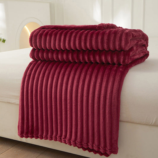 HKM-258643 Solid Color Thickened Nap Blanket - Modern Polyester Fabric, Multiple Sizes Available
