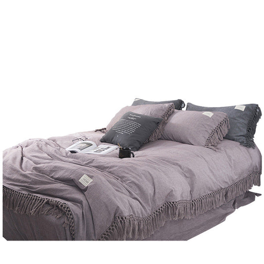 HKM-258707 Nordic Style Washed Cotton 4-Piece Bedding Set for Various Bed Sizes