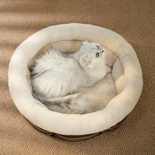 HKM-261587 Linen Round Nest Dog Mat - Non-Slip Pet Bed in Multiple Color Options and Sizes