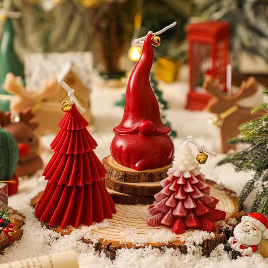 HKM-264531 Spiral Aromatherapy Candle in White, Christmas Red, and Christmas Green for Home and Desktop Decoration