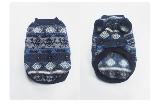 HKM-264723 Cozy Geometric Patterned Winter Vest for Pets – Thick Warm Sweater for Dogs and Cats