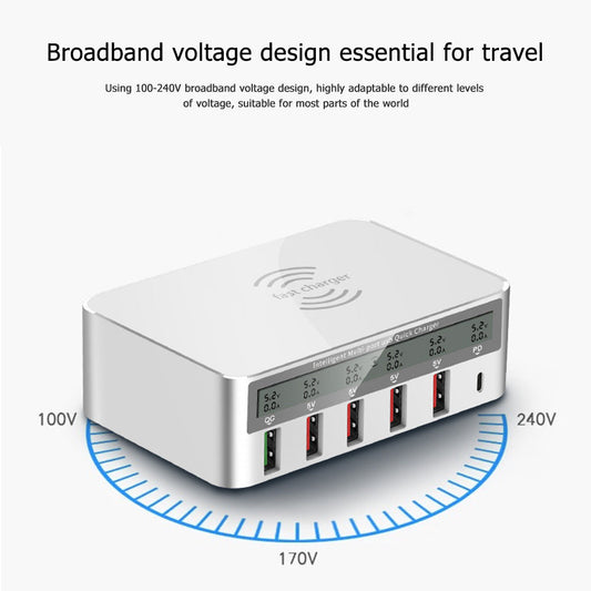 HKM-267603 USB Smart Phone Charging Station with QC3.0 Fast Charge and 1.5m Cable - Multiple Ports for Convenient Charging
