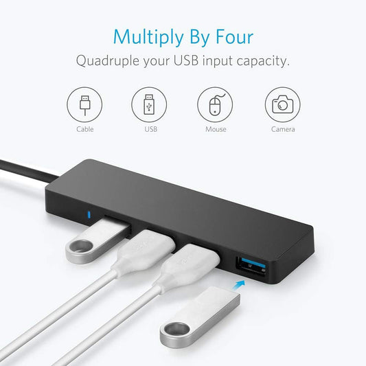 HKM-268883 High-Speed USB 3.0 Hub Splitter with 4 Ports and Overload Protection