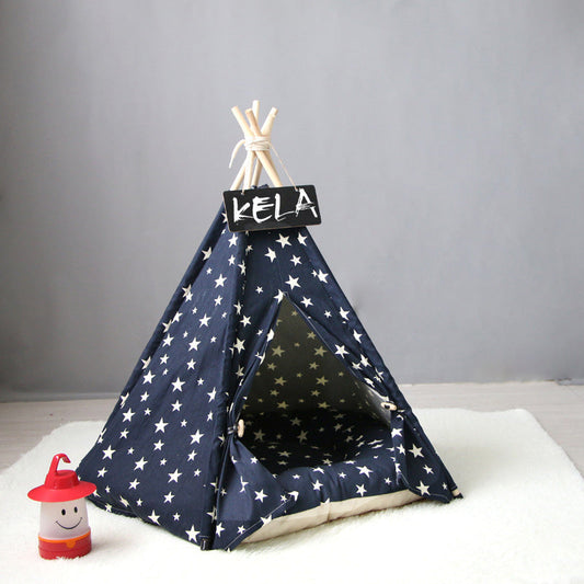 HKM-272659 Cozy Canvas Pet Tent for Small to Medium Dogs with Removable Cushion