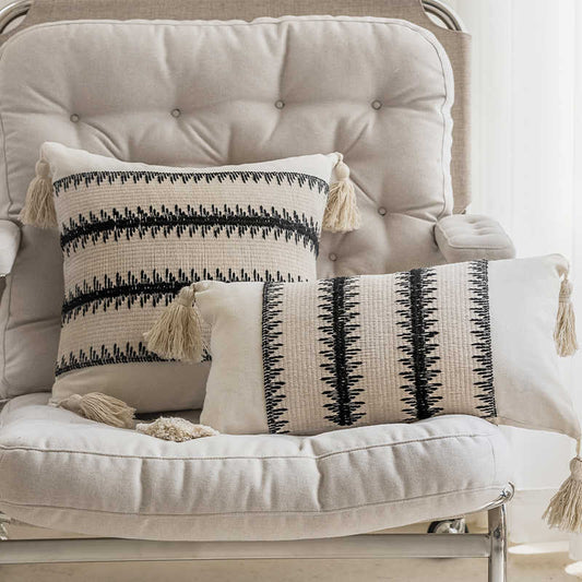 HKM-273107 Misty Forest Big Spike Square and Waist Pillow Collection in Black and Off-White