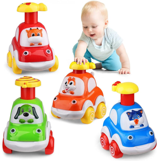 HKM-274259 Set of 8 Inertial Cartoon Cars for Kids - Friction Toy Vehicles with Forest Animal Design