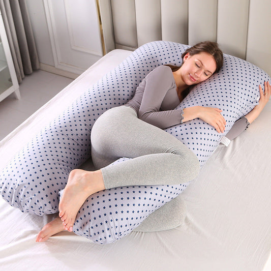 HKM-279187 U-Shaped Pure Cotton Maternity Pillow with Adjustable Height and Supportive Design