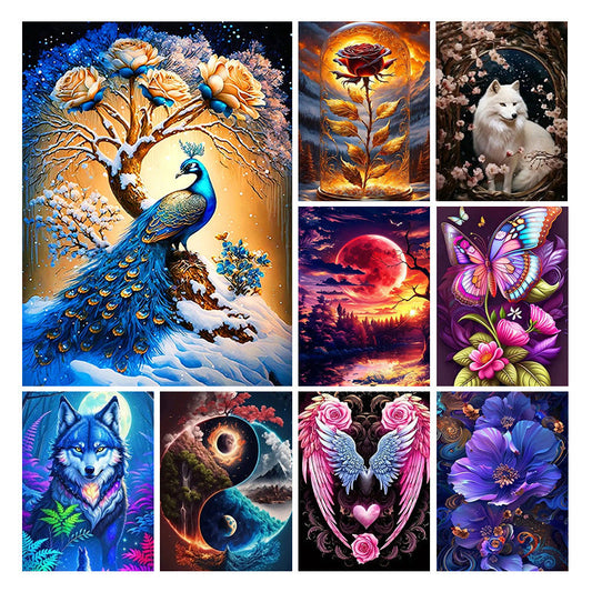 HKM-280147 Animal Diamond Painting - Handmade Landscape Design in Various Sizes