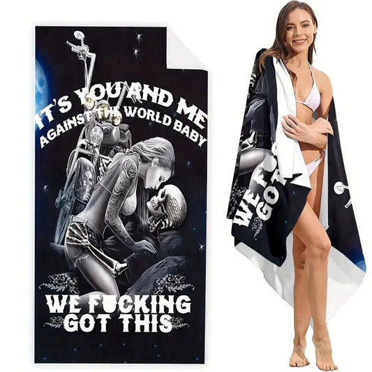 KTX-280467 Microfiber Beach Towel with Vibrant Prints - Soft and Quick-Drying Bath Towel