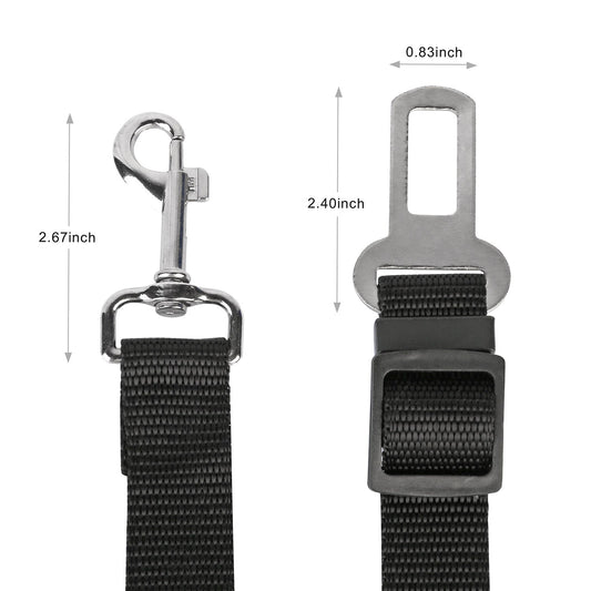 HKM-281171 Adjustable Pet Dog Seat Belt Leash for Car Safety - Nylon Fabric Harness Strap (2 Pcs)