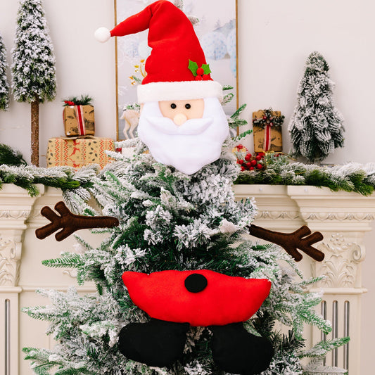 HKM-281491 Christmas Tree Top Decorations - Cloth Ornaments in Old Man, Snowman, and Elk Styles