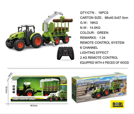 HKM-284499 Remote Control Farm Engineering Vehicle - Simulation Wood Grabbing Car Model for Ages 5 and Up