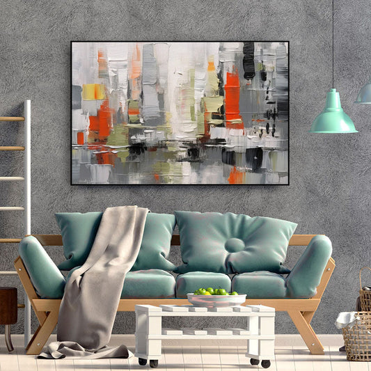 HKM-286739 Handpainted Abstract Textured Oil Painting on Canvas for Modern Home Decor