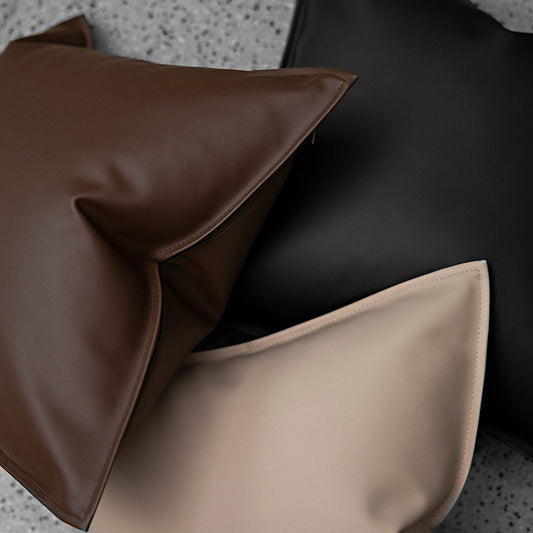 HKM-289235 Nordic Style Solid Leather Throw Pillow for Living Room or Bed Support