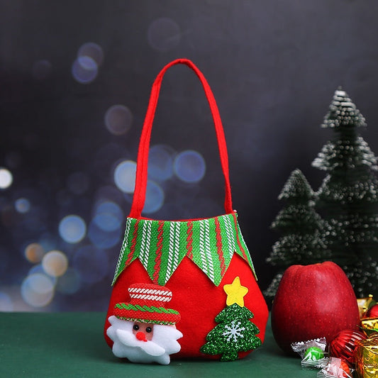 HKM-290387 Christmas Gift Bags - Variety of Styles Including Santa, Snowman, Deer, and Bear - Cloth Material - 16cm x 15cm