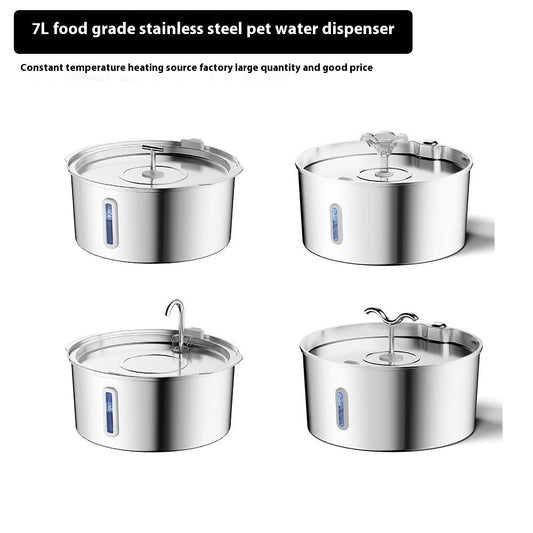 HKM-291283 7L Stainless Steel Automatic Pet Water Dispenser with Heating System for Dogs and Cats
