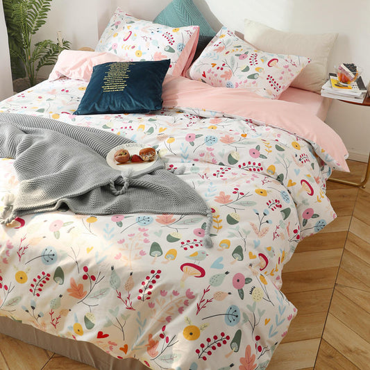 HKM-292883 Four-Piece Pure Cotton Bed Linen Set - Twill Weave with Active Printing and Dyeing