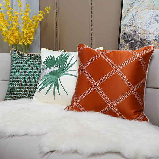 HKM-293715 Minimalist Modern Embroidered Light Luxury Pillow in A0214 Mixed Green, 45x45cm