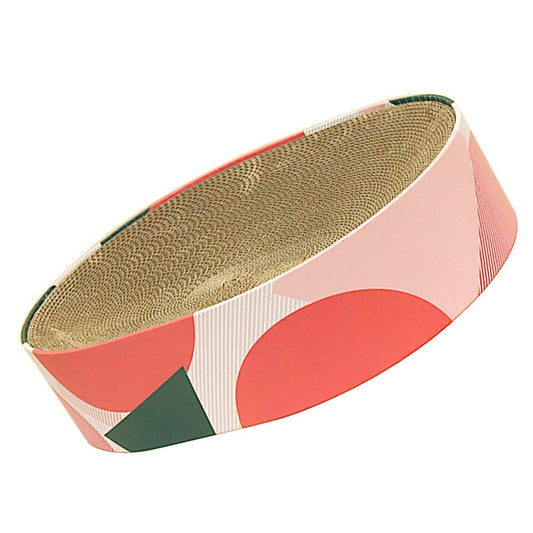HKM-293715 Oval Corrugated Cat Scratch Board for Claw Grinding and Play