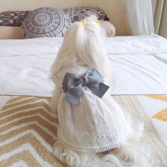 HKM-295315 Charming Cotton White Summer Skirt for Pets, Multiple Sizes Available