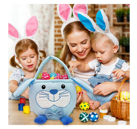 HKM-295699 Easter Bunny Basket Plush Toy for Kids - Soft Animal Handbag for Eggs, 31-50cm