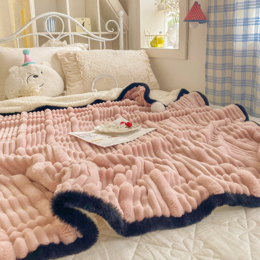 HKM-298003 Solid Color Berber Polar Fleece Blanket - Available in Multiple Sizes and Colors
