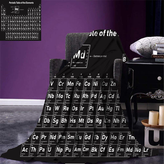 HKM-300371 Periodic Table 3D Flannel Sofa Blanket - Square Scarf Style, Warm and Stylish, Available in Multiple Sizes