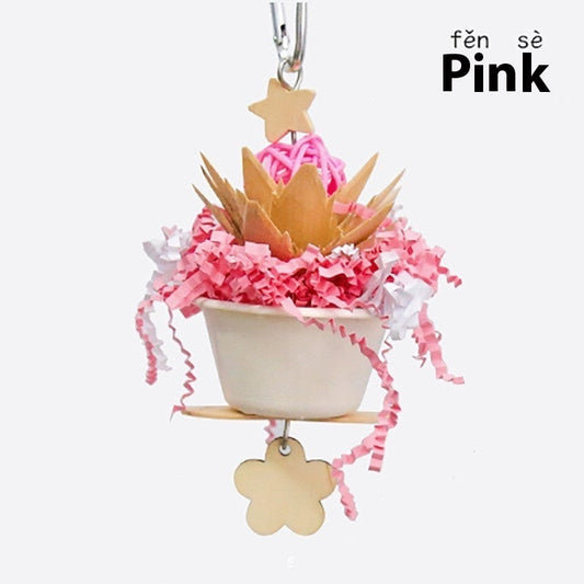 HKM-300563 Vibrant Wooden Flower Clumps Toy for Birds in Multiple Colors