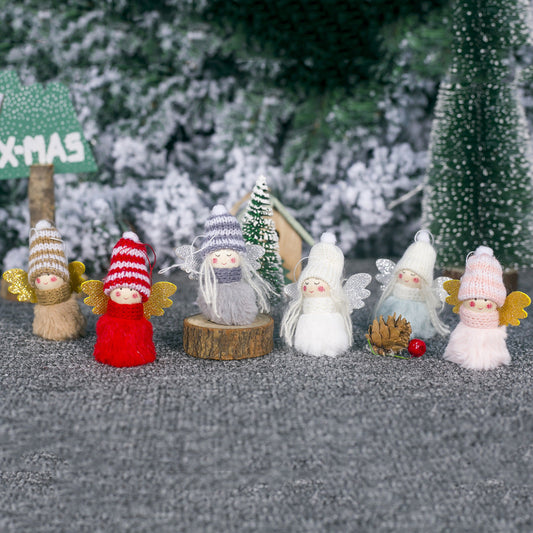 HKM-300755 Plush Angel Girl Pendant Christmas Ornament - Cute Handmade Decoration in Various Colors