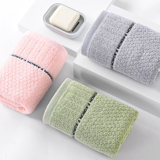 HKM-300883 Thick Absorbent Pure Cotton Towel in Green, Pink, and Gray
