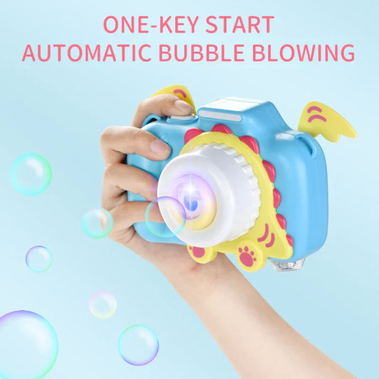 HKM-301715 Electric Bubble Camera Machine Toy with Music and Lights for Outdoor Play - Perfect for Kids Aged 2 to 4 Years