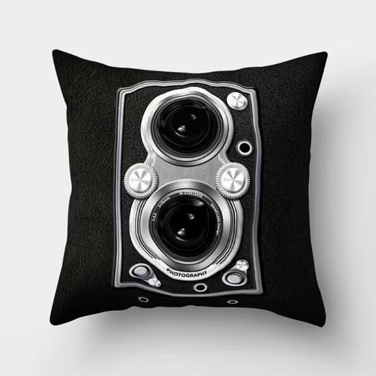 HKM-302995 Super Soft 3D Printing Camera Pillow Case - 45x45 cm Cushion Cover for Sofa & Bed