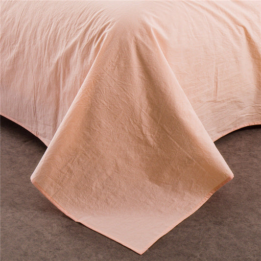 HKM-308051 Washed Cotton Bedding Set - 4-Piece with Quilt Cover, Bed Sheet, and Pillowcases
