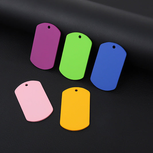 HKM-313491 Stainless Steel Pet Dog Hang Tag with Colored String - Customizable DIY Accessory