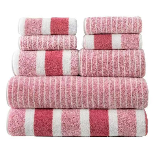 HKM-314387 Absorbent Coral Fleece Towel Set - 4 Square Towels, 2 Hand Towels, 2 Bath Towels in Multiple Colors