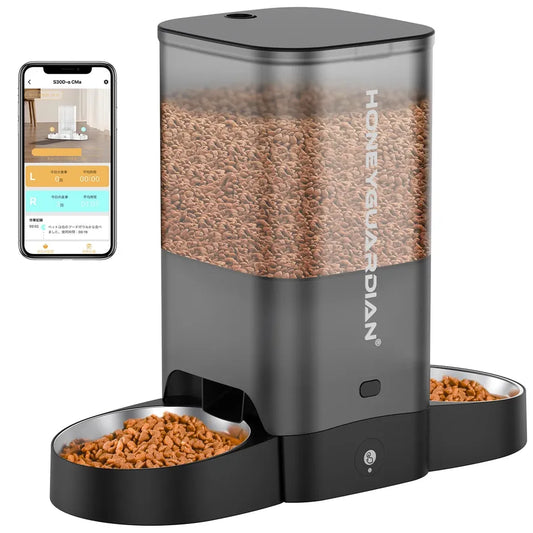 KTX-314579 Automatic Smart Pet Feeder with App Control for Two Cats - Elegant Design and Even Food Distribution