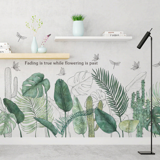 HKM-314899 Tropical Leaves Wall Mural for Living Room and Bedroom Decoration