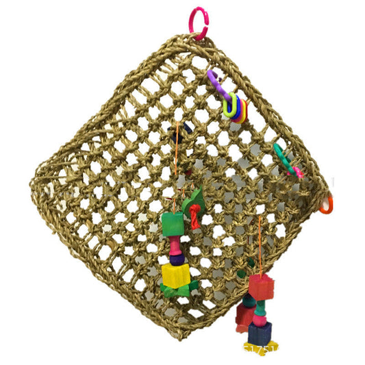 HKM-315219 Natural Straw Parrot Hammock for Cozy Nesting - 30x30x35cm