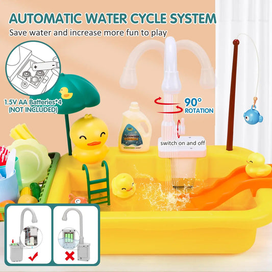 HKM-318099 Electric Kitchen Dishwasher Play Set for Kids - Fun Pretend Play Sink Toy