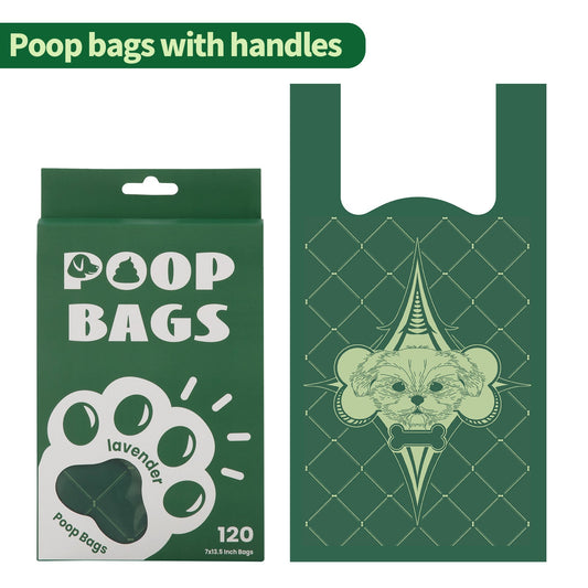 HKM-318675 Degradable Dog Waste Bags in Green Vest Style - 120 Count