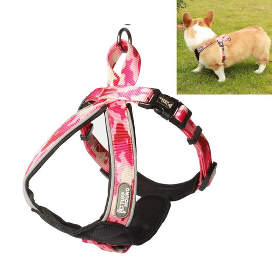 HKM-318931 Adjustable Breathable Nylon Dog Chest Harness with Secure Quick-Lock Buckles - Model 1628, Size L