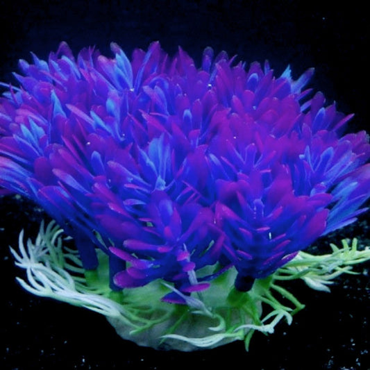 HKM-319251 Purple Round Grass Aquarium Decoration - Eco-Friendly Plastic and Plaster Base, 10cm
