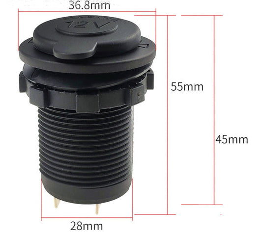 HKM-327827 Waterproof Vehicle Cigarette Lighter Socket with USB Port for Car Modification