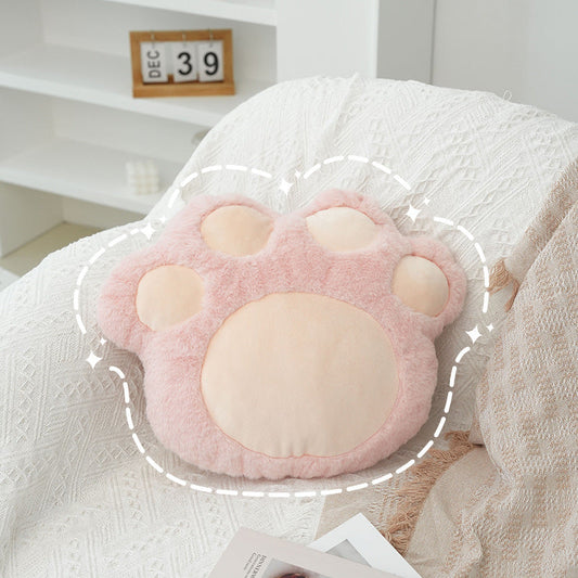 HKM-329747 Plush Cartoon Cat Claw Pillow Waist Cushion for Living Room - Pink & Grey